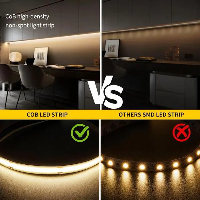 Alt view image 7 of 7 - COB LED Strip Lights Natural White 24V Dimmable led Light Strip KIT with Remote and app Control 4000K 32.8FT/2 * 5m 8mm Wide Ra>90 Cuttable Flexible Strip Lights for Bedroom Shelf Cabinet