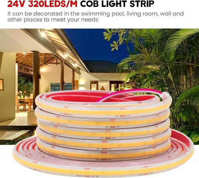 Alt view image 4 of 7 - 24V COB LED Strip Light 320 LEDs/m IP68 Waterproof Flexible LED Strip Light for Rooflight Living Room Kitchen Decoration (Natural White (4000-4500K) 5M)