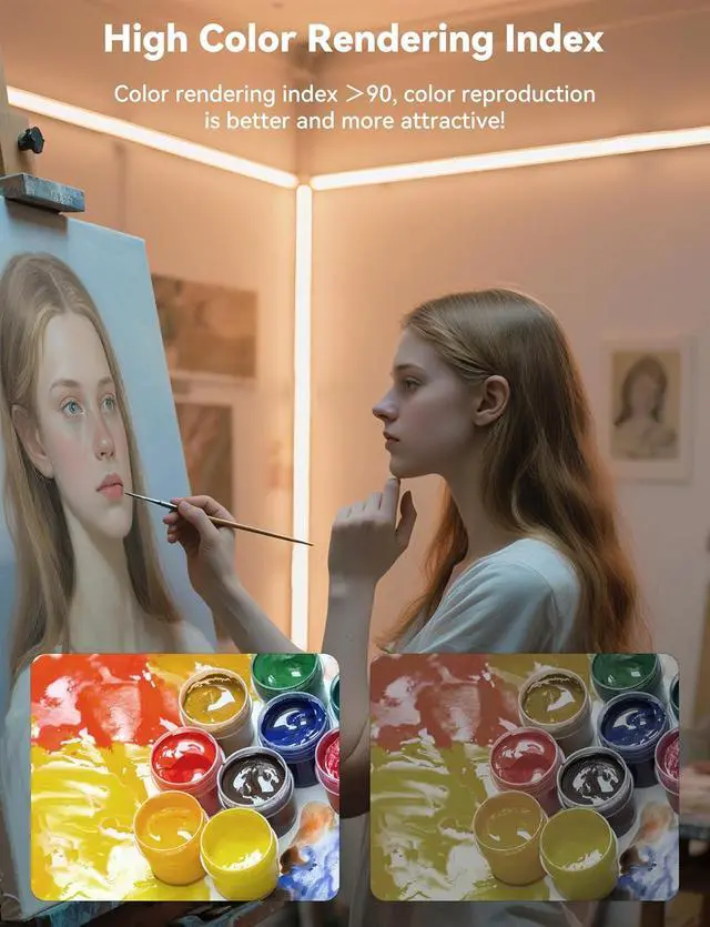 Alt view image 7 of 7 - COB LED Strip 2700K Warm White 20ft/6.1m Dimmable Super Bright 24V LED Strip Light CRI 90+ Flexible Tape Light with RF Remote Timer Function for Shelf/Cabinet/Bedroom/TV DIY Lighting Project