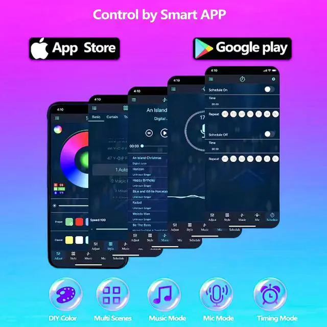 Alt view image 5 of 6 - 32.8FT Outdoor LED Strip Light Waterproof IP68 Outside RGB+IC Light Strip with App/Remote Control Chase Mode Music Sync Rope Light for Balcony Deck Rooftop Garden Pool