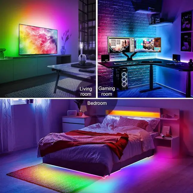 Alt view image 7 of 7 - LED Lights for TV 40-60 Inch 10FT (1 Roll of 10ft) ICRGB TV LED Backlight Kit with Bluetooth APP & 24 Keys Remote Music Sync Lights Behind USB Cable Powered Not Waterproof