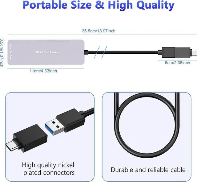 Alt view image 7 of 7 - Multi Memory Card Reader 6 in 1 USB C USB 3.0 to SD TF XD CF MS M2 Card Reader Adapter Supports SD SDXC SDHC CF CFI TF Micro SD Micro SDXC Micro SDHC MS MMC UHS-I Cards for Windows/Mac/Linux/Android