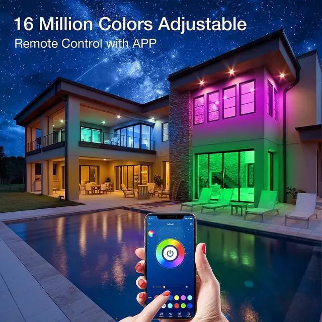Alt view image 2 of 7 - PHOPOLLO Bluetooth Led Strip Lights 100ft (2 Rolls of 50ft) RGB Color Changing LED Lights for Bedroom Kitchen Decoration App Control and Music Sync.
