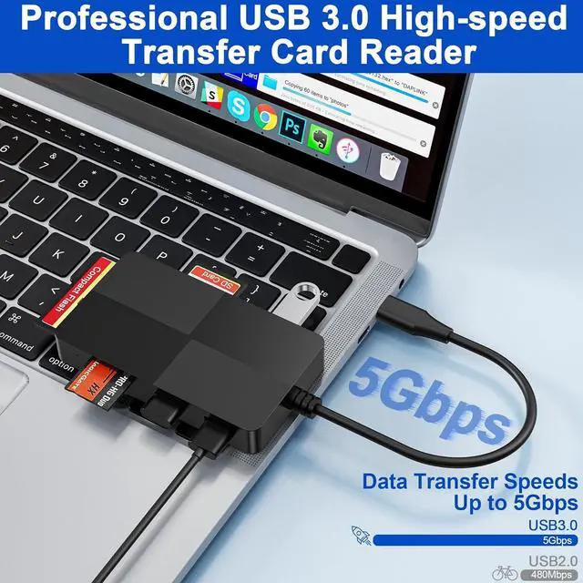Alt view image 7 of 7 - Sony Memory Stick pro Duo Adapter Reader - 8 in 1 SD/TF/MS/CF/XD Card Reader for USB-C Device USB C Multi Memory Card Reader with 3 USB 3.0 Ports XD Picture Card Reader