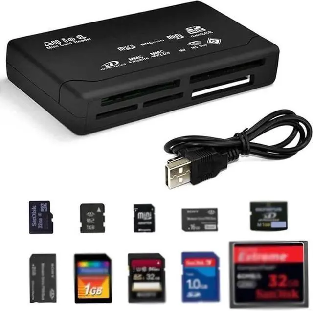 Main image of USB 2.0 All in One PC Memory Card Reader Adapter and Write Plug OSX Windows Chrome Compatible for SD/MMC/SDHC/XD/M2/Memory Stick/Micro SD/CF/Pro&Duo Cards