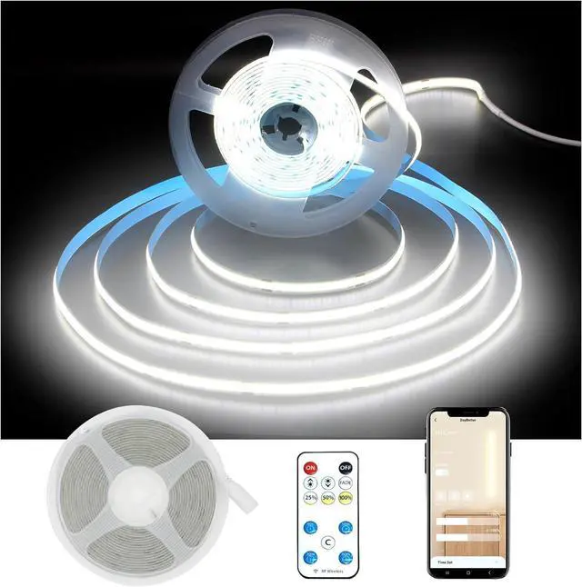 Main image of COB LED Strip Lights 32.8 ft/10 m 3200 LEDs Bright Daylight White LED Light Strips with Remote and App 6500K Dimmable LED Tape Light Indoor COB LED Lights for Bedroom DIY Lighting