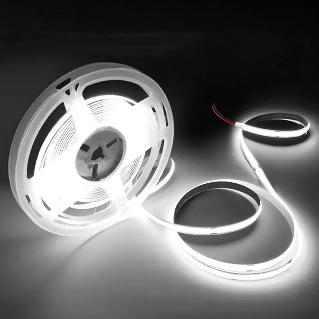 Main image of COB LED Strip Lights Daylight White 6000K 16.4ft 12V High CRI 95Ra+ Super Bright Flexible Tape Lights for Bedroom Mirror Kitchen Cabinet Living Room(Power Supply Not Included)