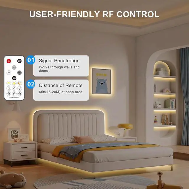 Alt view image 3 of 7 - 16.4ft COB Led Strip Light with Remote 2700K Dimmable Bright Warm White Led COB Strip Light White Led Strip Light for Mirror Stair Cabinet Room