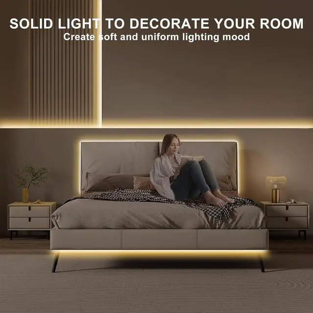 Alt view image 6 of 7 - 16.4ft COB Led Strip Light with Remote 2700K Dimmable Bright Warm White Led COB Strip Light White Led Strip Light for Mirror Stair Cabinet Room