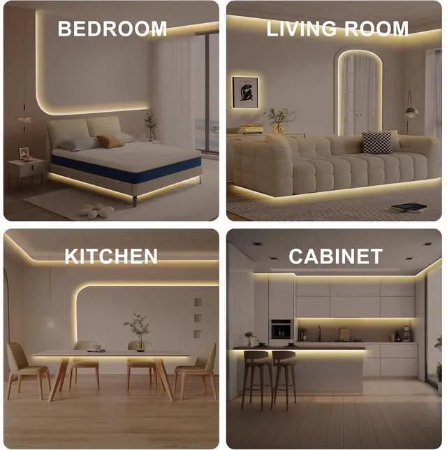 Alt view image 7 of 7 - 16.4ft COB Led Strip Light with Remote 2700K Dimmable Bright Warm White Led COB Strip Light White Led Strip Light for Mirror Stair Cabinet Room