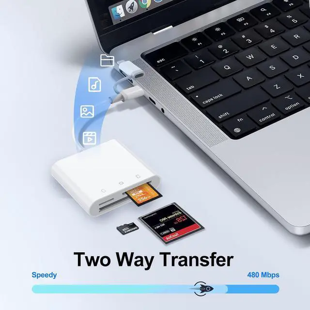 Alt view image 4 of 7 - USB C SD Card Reader for iPhone 16/14/iPad 3-Slot USB Type C to CF/SD/MicroSD Adapter Supports Compact Flash/SD/MicroSD 3 Slot Compatible with Phone/Android/Laptop Plug&Play