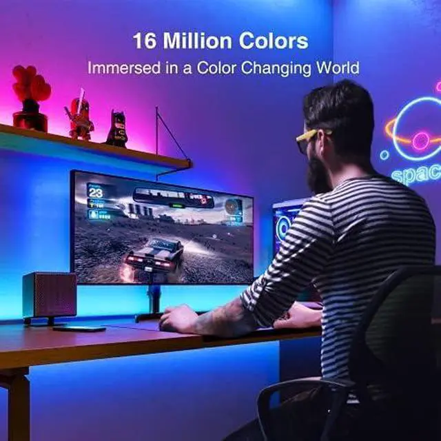 Alt view image 3 of 7 - Battery Powered LED Strip Lights 20 inch x 4 Pack Wireless LED Strip Lights for Bedroom Color Changing APP Remote Led Lights for TV Kitchen Under Cabinet Lighting Shelves Under Counter Closet