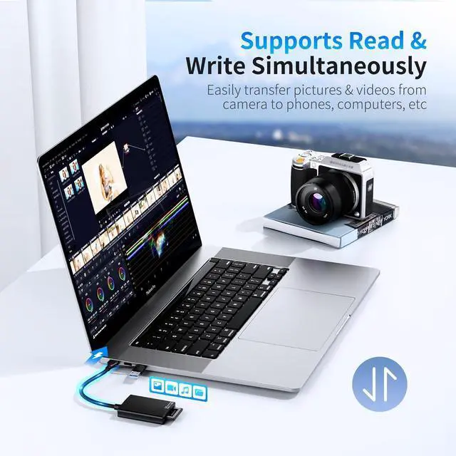 Alt view image 6 of 7 - 2 in 1 XQD Card Reader Dual-Plug USB C/USB A XQD Memory Card Reader 5Gbps XQD for Sony G/M Series Lexar 2933x/1400x Type C XQD Card for iPhone 15 Pro Max Plus/Wins/Mac OS/Android