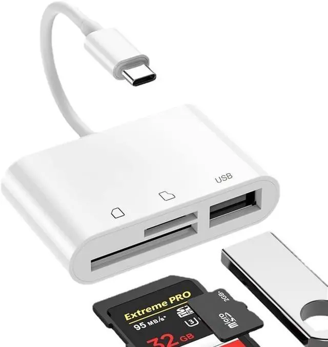 Main image of SD Card Reader USB C Micro SD Card Reader Memory Card Reader Type C SD/TF Card Reader Compatible with MacBook Laptops Galaxy Phones and More (White)
