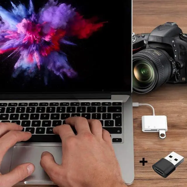 Alt view image 3 of 7 - SD Card Reader USB C Micro SD Card Reader Memory Card Reader Type C SD/TF Card Reader Compatible with MacBook Laptops Galaxy Phones and More (White)