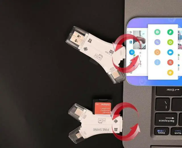 Alt view image 4 of 7 - SD Card Reader for iPhone/ipad/Android/Mac/Computer/Camera 4 in1 Micro SD Card Reader Trail Camera Viewer Portable Memory Card Reader SDCard Adapter for SD & TF Cards (White)