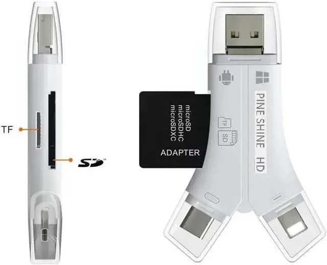 Alt view image 6 of 7 - SD Card Reader for iPhone/ipad/Android/Mac/Computer/Camera 4 in1 Micro SD Card Reader Trail Camera Viewer Portable Memory Card Reader SDCard Adapter for SD & TF Cards (White)