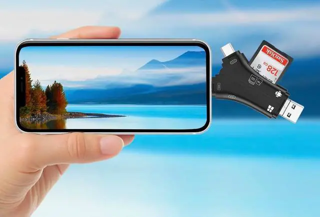 Alt view image 5 of 7 - SD Card Reader for iPhone/ipad/Android/Mac/Computer/Camera 4 in1 Micro SD Card Reader Trail Camera Viewer Portable Memory Card Reader SDCard Adapter for SD & TF Cards (White)