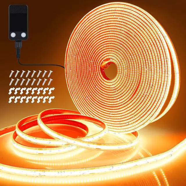 Main image of 33FT 3200 LED COB LED Strip Lights Outdoor Waterproof 2700K Warm White Plug in Strip Light PVC Casing Tape Light Flexible with Self-Adhesive Timer Dimmable for House Garden Camping DIY