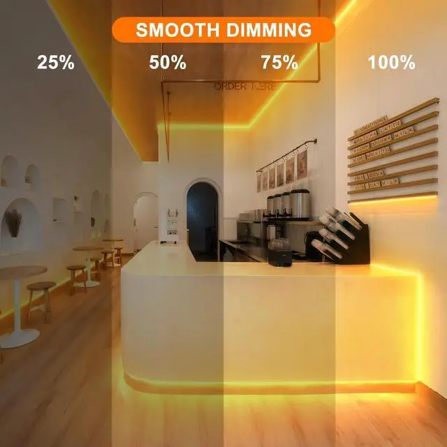 Alt view image 3 of 7 - 33FT 3200 LED COB LED Strip Lights Outdoor Waterproof 2700K Warm White Plug in Strip Light PVC Casing Tape Light Flexible with Self-Adhesive Timer Dimmable for House Garden Camping DIY