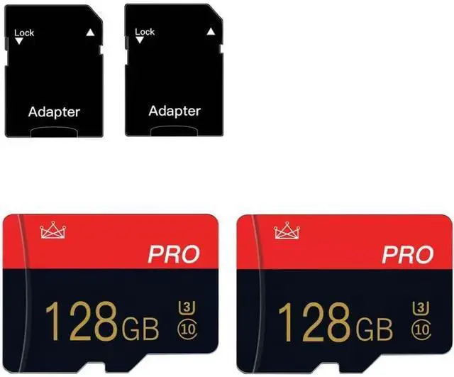 Alt view image 2 of 7 - 2 Pack Micro Memory Card 128GB Class 10 with Adapter High Speed Memory Card for Tablet Drone
