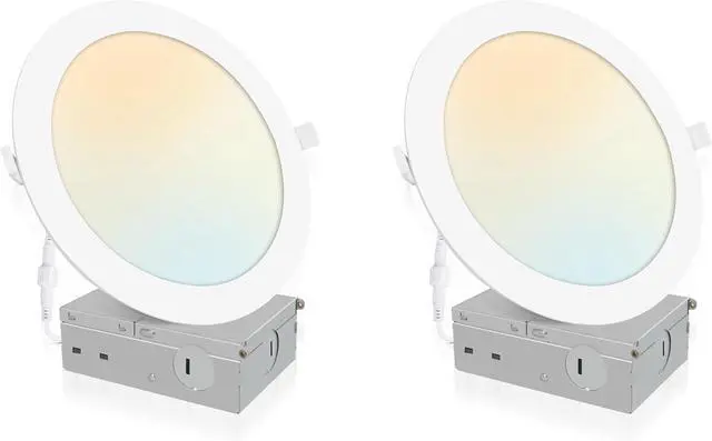 Main image of 2 Pack Recessed Lighting 7 Inch with Junction Box 5CCT 7 Inch LED Recessed Lights Dimmable 2700K/3000K/4000K/5000K/6000K 16W 1300lm Ultra Thin Recessed Lighting - ETL and Energy Star Certified