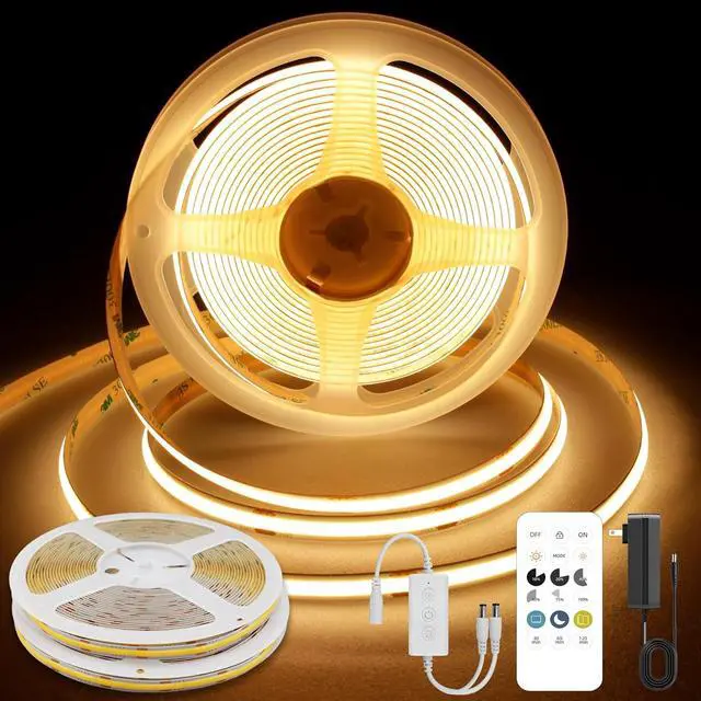 Main image of COB LED Strip Lights Warm White 24V Dimmable led Light Strip KIT with Remote and app Control 2700K 32.8FT/2 * 5m 8mm Wide Ra>90 Cuttable Flexible Strip Lights for Bedroom Shelf Cabinet
