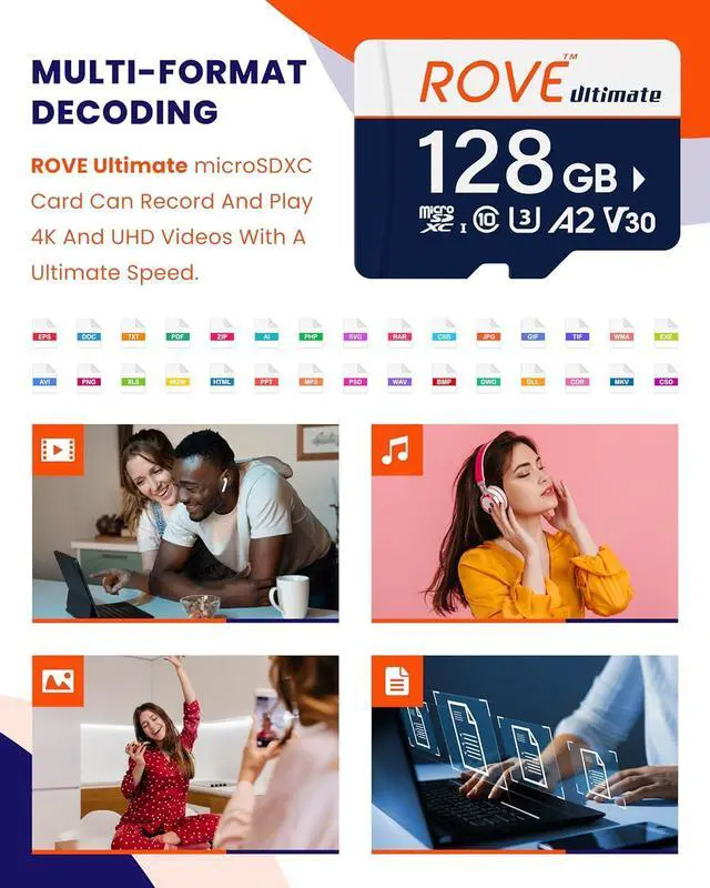 Alt view image 6 of 6 - Ultimate Micro SD Card microSDXC 128GB Memory Card with USB 3.2 Type C Card Reader 170MB/s C10 U3 V30 4K A2 for Dash Cam Android Smart Phones Tablets Games