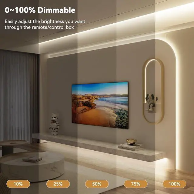 Alt view image 2 of 7 - COB LED Strip Light 32.8ft Engineering Level UL Listed Natural White 4000K CRI93+ Super Bright High Lumen Dimmable 24V Flexible LED Tape Light with RF Remote for Home&Office Decor DIY Lighting