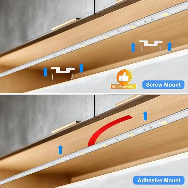 Alt view image 6 of 7 - Under Cabinet Strip Lighting Plug in 24in Ultra Bright Small LED Light Bar 6000K Cool White 110V-120V Wired Lights for Kitchen Cabinet Counter Workbench Desk Closet Shelf Indoor