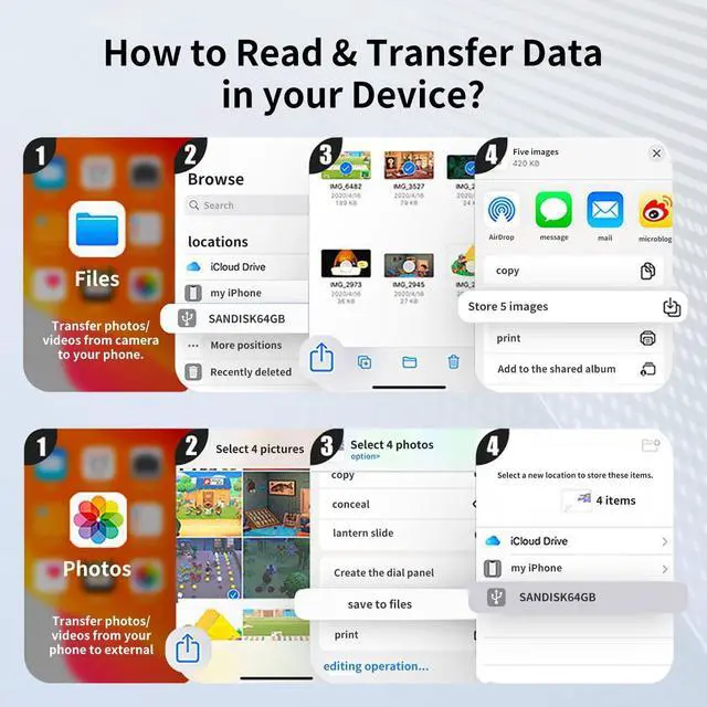 Alt view image 5 of 6 - USB C SD Card Reader for iPhone 15 16/iPad/MacBook/Mac Dual Slot USB Type C to SD Reader Supports SD and MicroSD Memory Card Adapter Trail Camera Viewer Plug and Play for More USBC Typec Devices