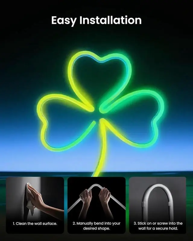 Alt view image 5 of 7 - RGBIC Neon Rope Lights Matter-Certified Wire Rope Light DIY Flexible Steel-Core Neon Lights for Wall & Bedroom Works with  Home/Siri Alexa & Google Music Sync 16M Colors 6.56ft