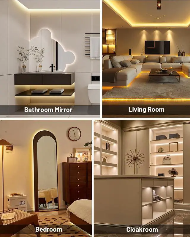 Alt view image 6 of 7 - COB LED Strip Lights 16.4ft Dimmable White CCT Tunable 2300K-6500K DC 24V High Lumen Cuttable LED Tape Light 3040 LED 36W CRI 90 APP Remote Control Music Mode For Home DIY Living Room Bedroom