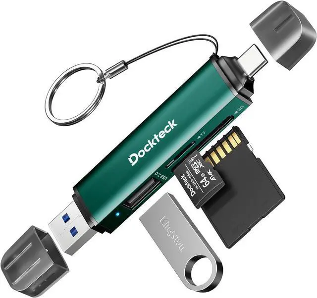 Main image of Dockteck SD Card Reader 5G Super Speed USB3.0 SD/TF Card Reader 3-Slot USB A/C to SD/Micro SD/USB A Memory Card Reader for UHS-I SD/Micro SD/SDHC/SDXC/MMC Support OTG for Plug&Play Green