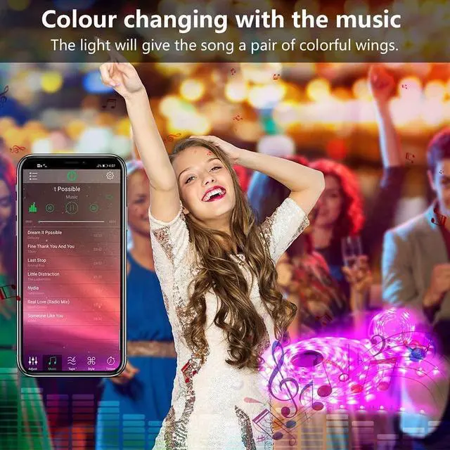 Alt view image 6 of 7 - Battery Powered Led Strip Lights 2x13Ft (26Ft) Two Sets of Strip Light with 4 AA Battery Box/USB RGB LED Lights Remote and APP Control