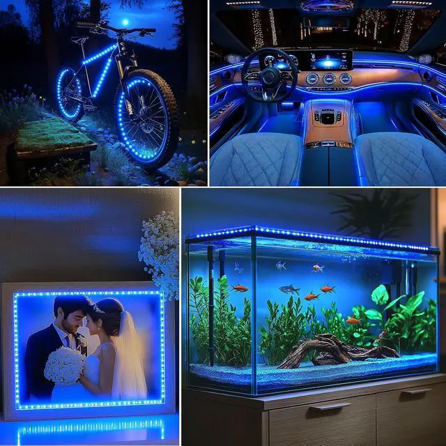 Alt view image 2 of 7 - Strip Lights USB 5V 9.8Ft 180 LED Strip Lights Cuttable 2835 SMD Super Bright with Self-Adhesive DIY for Cabinet Photo Frames Desks Monitor Shelves Decor (Blue)