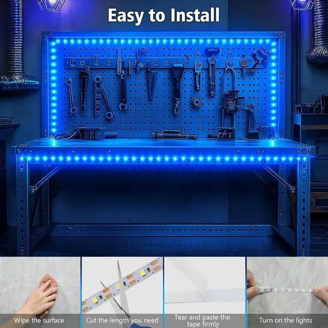 Alt view image 7 of 7 - Strip Lights USB 5V 9.8Ft 180 LED Strip Lights Cuttable 2835 SMD Super Bright with Self-Adhesive DIY for Cabinet Photo Frames Desks Monitor Shelves Decor (Blue)