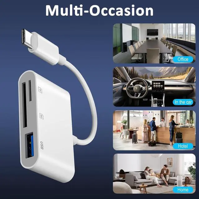 Alt view image 4 of 7 - SD Card Reader for iPhone 15/16/iPad/MacBook - USBC Dual Port Memory Card Reader Adapter Compatible with Canon/Nikon/Sony/Kodak Digital Cameras SD/MicroSD Plug & Play (No App Required)