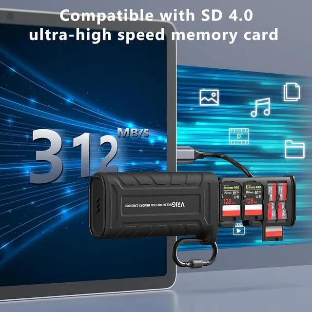 Alt view image 2 of 7 - VRIG High-Speed SD Card Reader USB 3.1 Type-C SD/TF Card Carrying Case Holder for Cameras Smartphones Drones Action Cameras