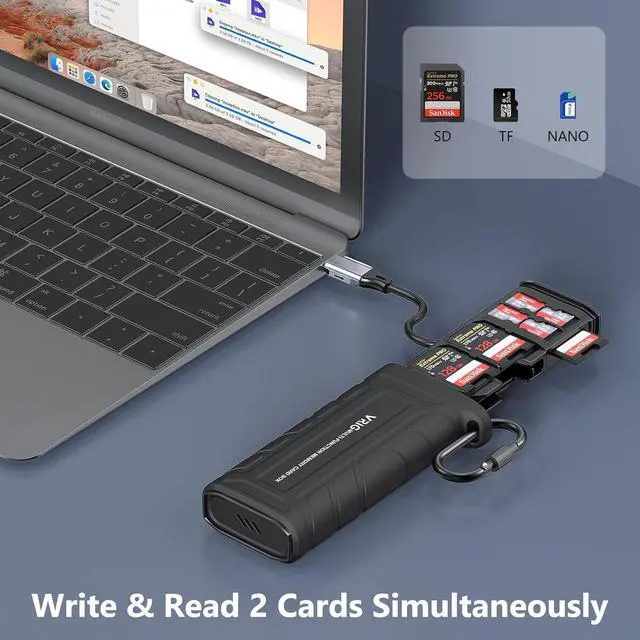 Alt view image 4 of 7 - VRIG High-Speed SD Card Reader USB 3.1 Type-C SD/TF Card Carrying Case Holder for Cameras Smartphones Drones Action Cameras