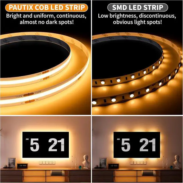 Alt view image 2 of 7 - COB LED Strip Light 2700K DC12V 18ft/5.5m Warm White LED Tape Lights for Kitchen Home DIY Lighting Projects with 1pcs Connector Extension Wire(Power Supply Not Included)