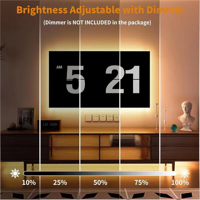 Alt view image 4 of 7 - COB LED Strip Light 2700K DC12V 18ft/5.5m Warm White LED Tape Lights for Kitchen Home DIY Lighting Projects with 1pcs Connector Extension Wire(Power Supply Not Included)