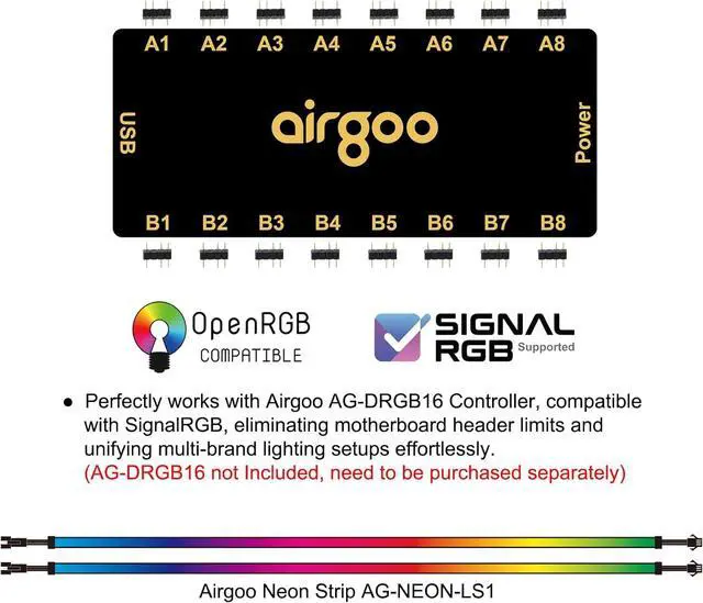 Alt view image 7 of 7 - Addressable RGB PC LED Strip AG-NEON-LS1 Diffused Silicon Rubber Tube Neon Strip for 5V 3-pin argb Header or AG-DRGB16 SignalRGB Controller(Not Included) Come with Magnetic Brackets