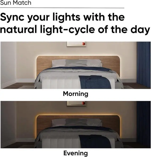 Alt view image 5 of 7 - Light Strip 16.4ft WiFi LED Strip Lights with 16 Million Colors RGB Music Sync Sun Mode Timer Indoor Compatible with Alexa Google Assistant