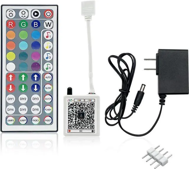Main image of 44 Key RGB LED Strip Lights IR Remote Control Remote Receiver RGB LED Light Strip 24V Power Adapter for LED Lights