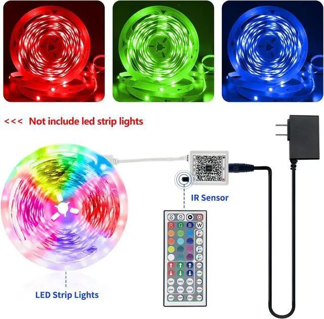 Alt view image 6 of 6 - 44 Key RGB LED Strip Lights IR Remote Control Remote Receiver RGB LED Light Strip 24V Power Adapter for LED Lights