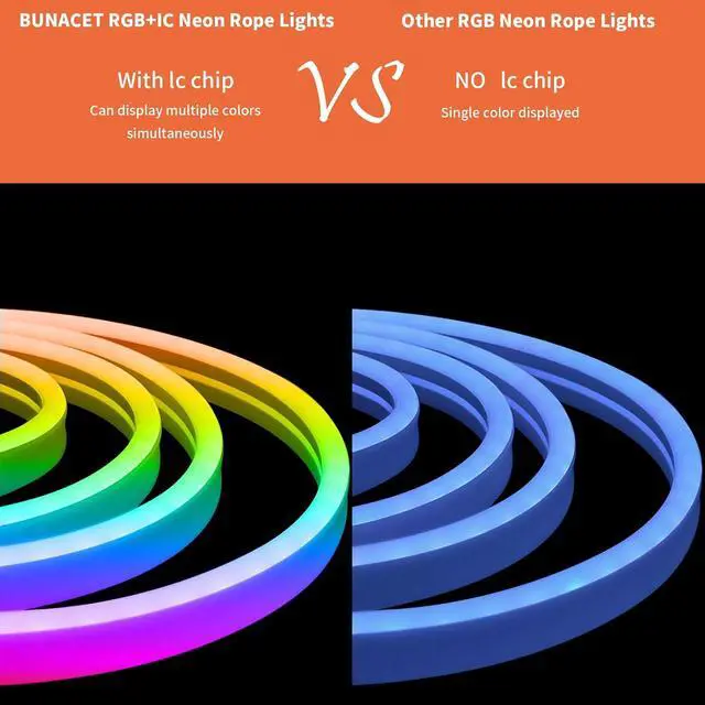 Alt view image 3 of 6 - 26FT LED Neon RGBIC Lights LED Lights with RF Remote & APP Control Flexible IP67 Waterproof Outdoor Music Sync DIY Design 24V LED Strip Lights for Gaming Livingroom Wall Christmas Decor