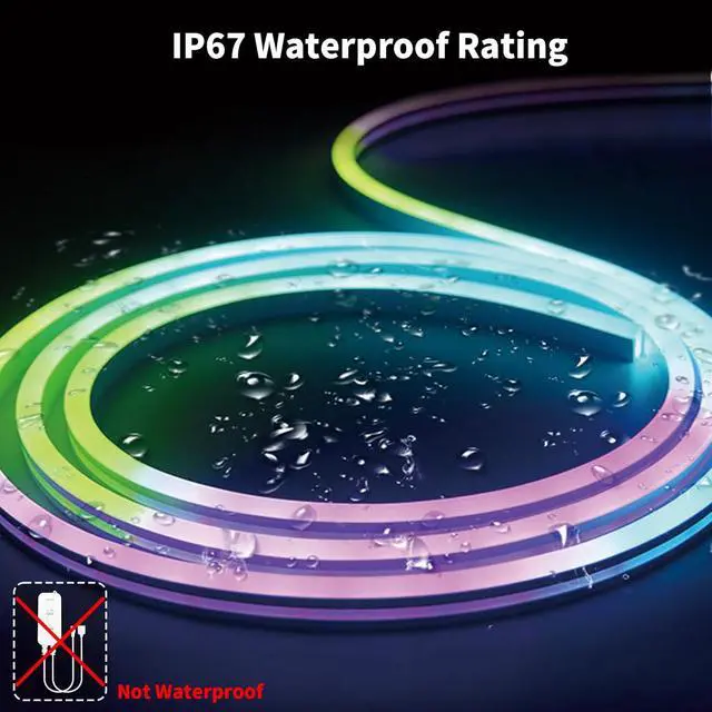 Alt view image 5 of 6 - 26FT LED Neon RGBIC Lights LED Lights with RF Remote & APP Control Flexible IP67 Waterproof Outdoor Music Sync DIY Design 24V LED Strip Lights for Gaming Livingroom Wall Christmas Decor