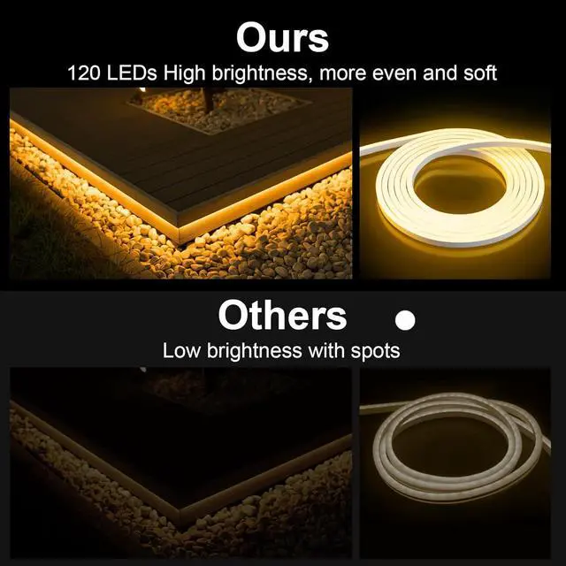 Alt view image 4 of 7 - Neon Rope Lights 32.8ft 3000K Warm White Dimmable LED Strip Lights 24V Flexible Cuttable IP67 Waterproof LED Rope Lights for Bedroom Indoor Outdoor (Power Adapter Included)