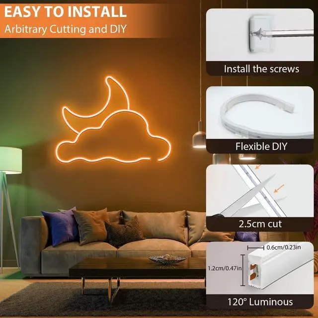 Alt view image 6 of 7 - Neon Rope Lights 32.8ft 3000K Warm White Dimmable LED Strip Lights 24V Flexible Cuttable IP67 Waterproof LED Rope Lights for Bedroom Indoor Outdoor (Power Adapter Included)